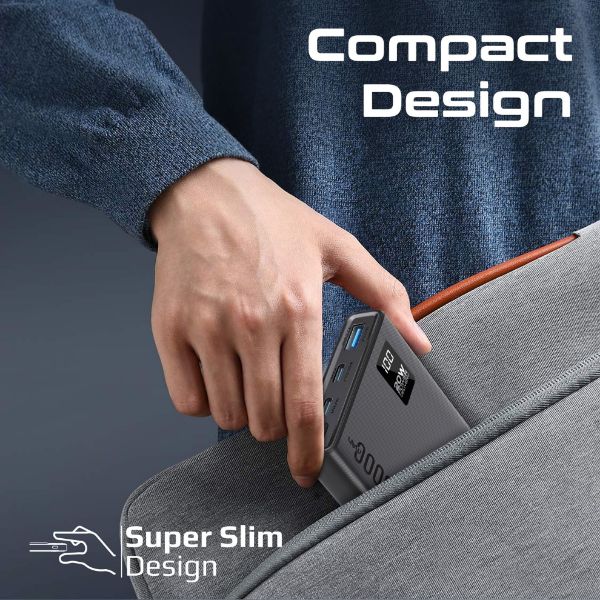 Picture of 10000mAh Super Slim Smart Charging Power Bank 20W Dual USB-C & 1x 22.5W USB-A QC 3.0