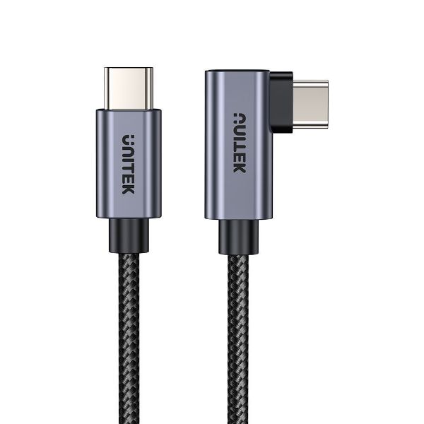 Picture of 0.5m USB-C to Right Angled 90 Degree USB-C Connector. Supports 100W PD Fast Charging