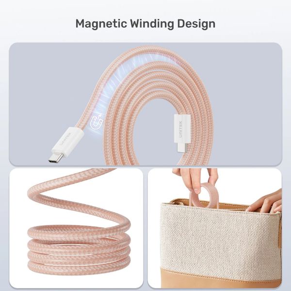 Picture of 1M USB-C to USB-C Magnetic Cable. Supports 100W PD Fast Charging. Tangle-free