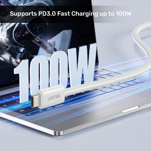 Picture of 1M USB-C to USB-C Magnetic Cable. Supports 100W PD Fast Charging. Tangle-free