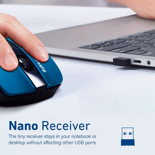 Picture of EZGrip Ergonomic Wireless Mouse w/ Quick Forward/Back Buttons Blue