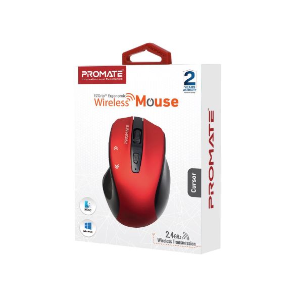 Picture of EZGrip Ergonomic Wireless Mouse w/ Quick Forward/Back Buttons. 800/1200/1600Dpi 10m