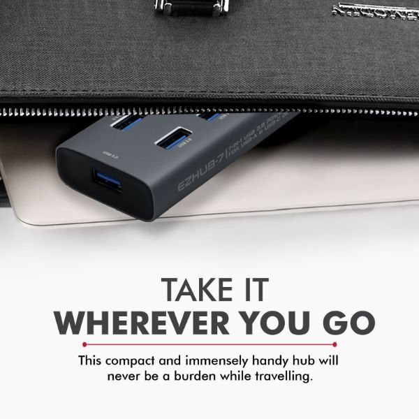 Picture of Powered USB Hub w/ 7x USB 3.0 Ports Plus Add USB-C Adaptor Aluminium Alloy
