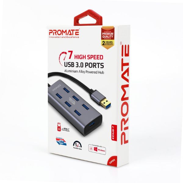 Picture of Powered USB Hub w/ 7x USB 3.0 Ports Plus Add USB-C Adaptor Aluminium Alloy