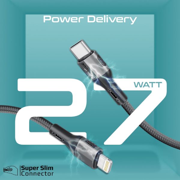 Picture of 1.2m 27W PD USB-C to Lightning Tough-Built Cable. Supports up to 480Mbps Slim