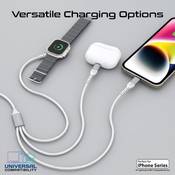 Picture of 1.5M 5in1 Multi-Connector Charging Cable w/ Both USB-C & Lightning Connectors