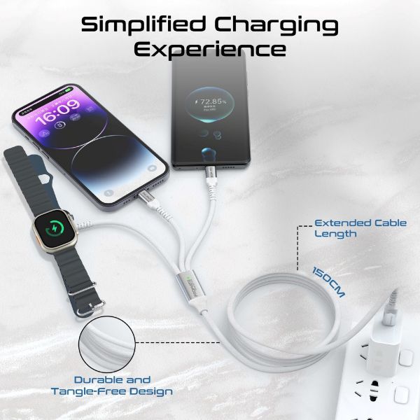 Picture of 1.5M 5in1 Multi-Connector Charging Cable w/ Both USB-C & Lightning Connectors