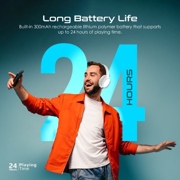 Picture of High-Fidelity Stereo Deep Base Bluetooth Headphones. Up to 24 Hours Playing Time