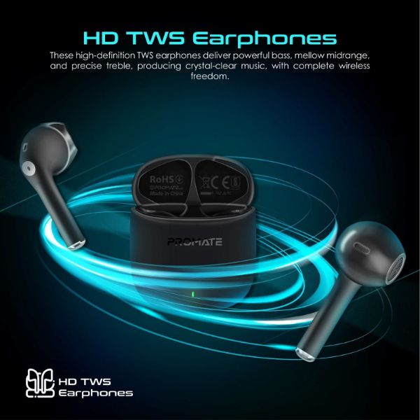 Picture of In-Ear HD Bluetooth Earbuds Intellitouch & 260mAh Charging Case. Ergonomic Fit
