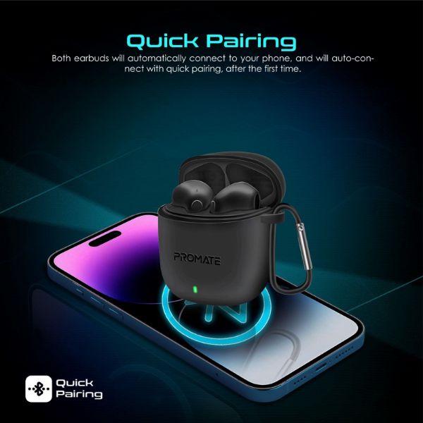 Picture of In-Ear HD Bluetooth Earbuds Intellitouch & 260mAh Charging Case. Ergonomic Fit