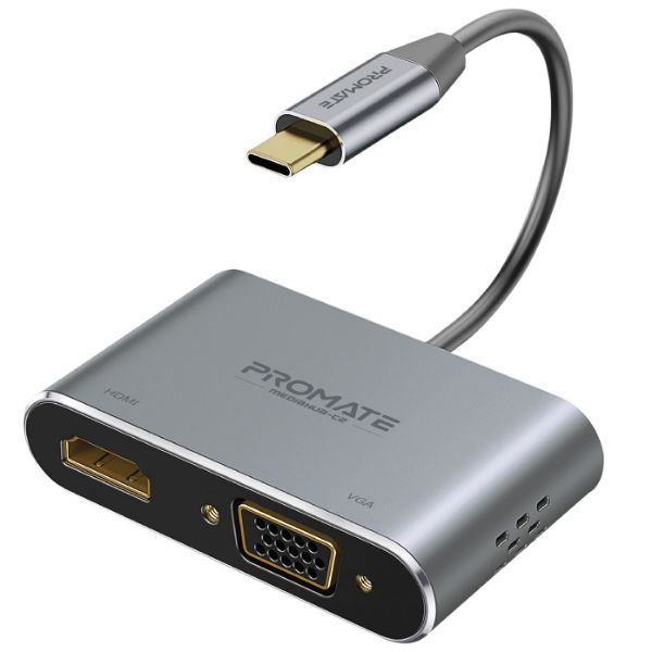 Picture of USB-C Display Adapter w/ 4K UHD HDMI & 1080p VGA. Easy Instal Plug & Play. Grey