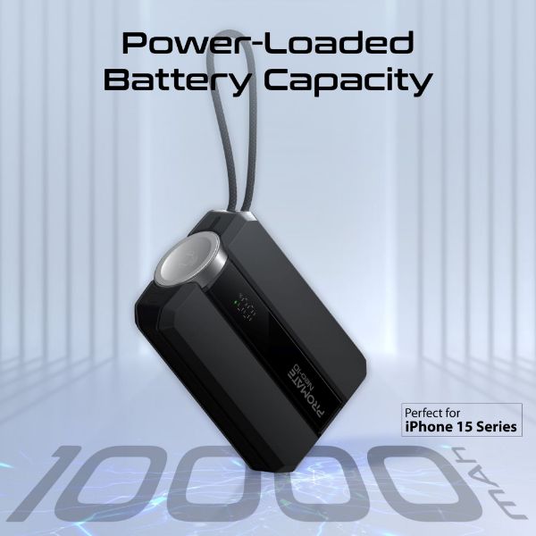 Picture of 10000mAh 30W PD Ultra-Fast Power Bank w/ Built-in USB-C Cable & Apple Watch Charger