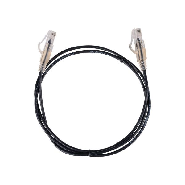Picture of 0.25m Cat6A 10G Black UTP LSZH Patch Lead 30AWG 802.3af Unshielded Plug.