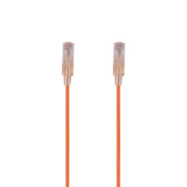 Picture of 1.25m Cat6A 10G Orange UTP LSZH Patch Lead 30AWG 802.3af Unshielded Plug.