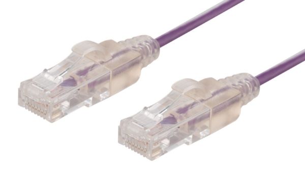 Picture of 1.5m Cat6A 10G Purple UTP LSZH Patch Lead 30AWG 802.3af Unshielded Plug.