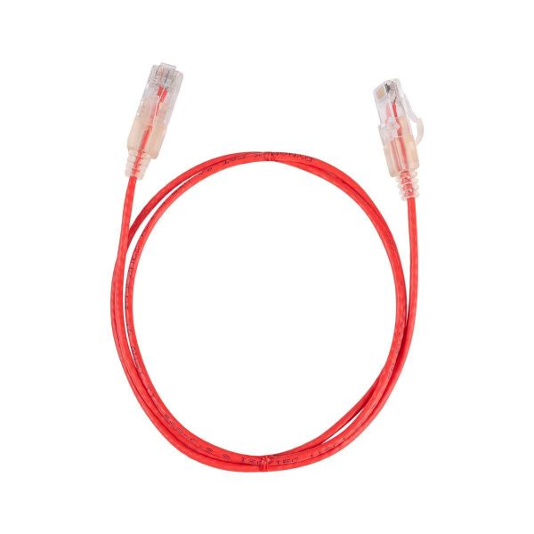 Picture of 0.25m Cat6A 10G Red UTP LSZH Patch Lead 30AWG 802.3af Unshielded Plug.