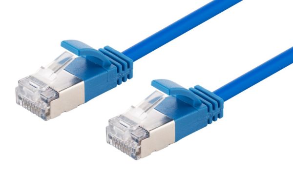 Picture of 0.25m Cat6A S/FTP Blue 10G LSZH Patch Lead 34AWG 802.3af Shielded Plug.