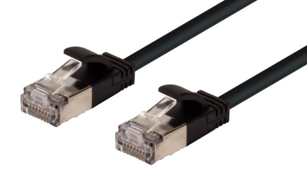 Picture of 0.25m Cat6A S/FTP Black 10G LSZH Patch Lead 34AWG 802.3af Shielded Plug.