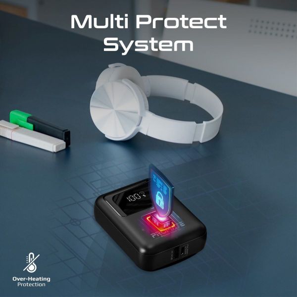 Picture of 10000mAh Ultra Compact 35W SuperSpeed Power Bank Built-in USB-C & Lightning Cables. 35W