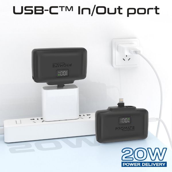 Picture of 10000mAh Ultra-Compact Fast Charging Power Bank In-Built Dual Folding USB-C & Lightning