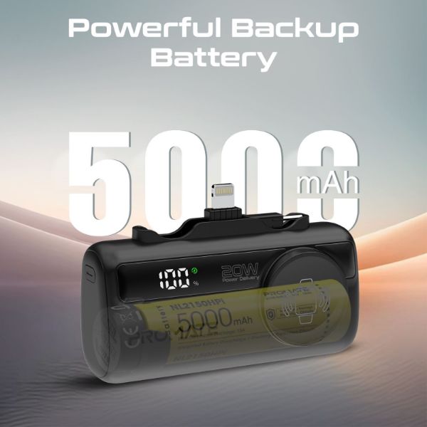 Picture of 5000mAh Ultra-Compact Fast Charging Power Bank In-Built Dual Folding USB-C & Lightning