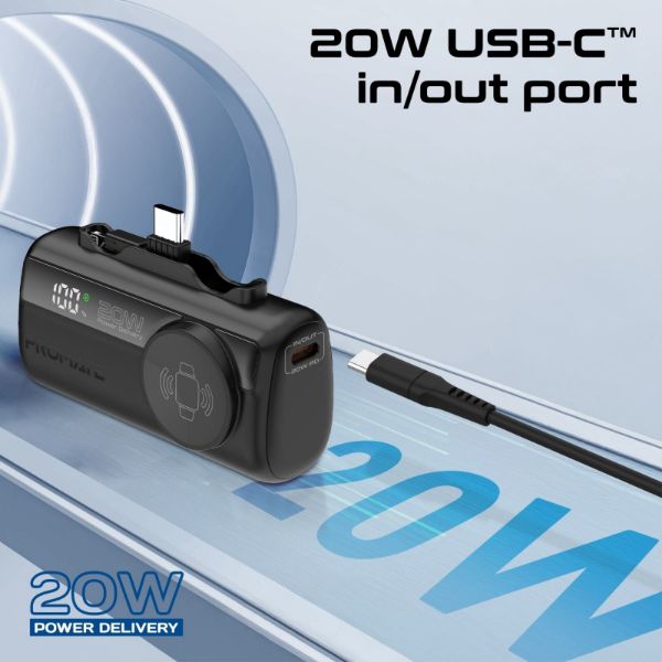 Picture of 5000mAh Ultra-Compact Fast Charging Power Bank In-Built Dual Folding USB-C & Lightning