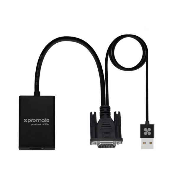 Picture of VGA (Male) to HDMI (Female) Display Adaptor Kit w/ Audio. Supports up to 1920x1080@60Hz.