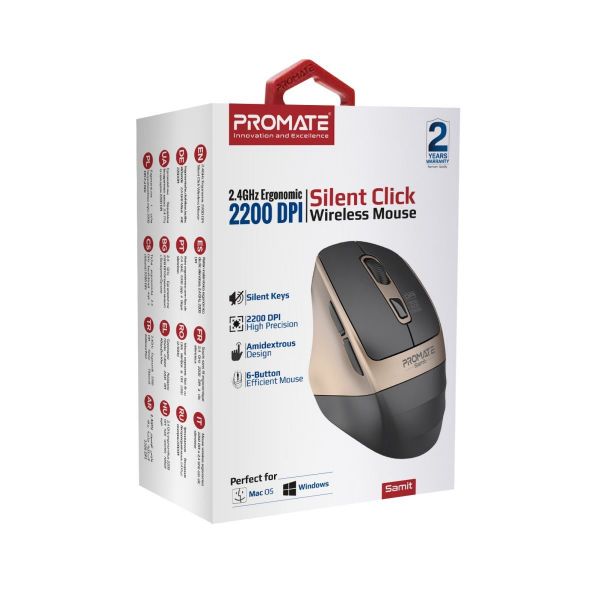 Picture of Ergonomic Silent Click Wireless Mouse up to 2200 DPI. 10m Working Range. Plug & Play