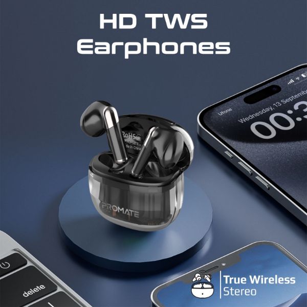Picture of In-Ear HD Bluetooth Earbud Intellitouch & 300mAh Charging Case. Ergonomic Fit