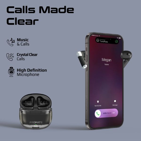 Picture of In-Ear HD Bluetooth Earbud Intellitouch & 300mAh Charging Case. Ergonomic Fit