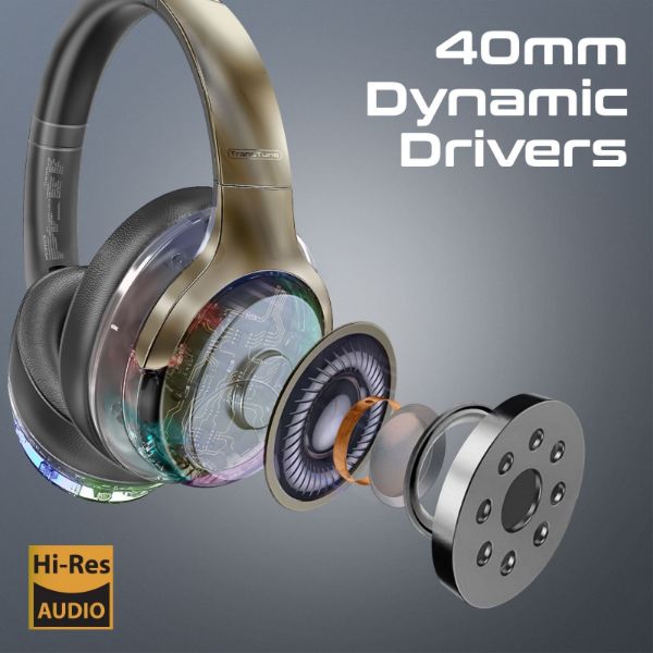 Picture of HiFi Stereo Wireless Bluetooth Active Noice Cancelling Headphones Gun Metal