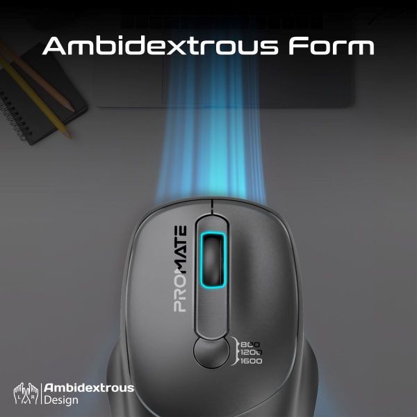 Picture of EZGrip Ambidextrous Ergonomic Wireless Mouse. 800/1200/1600Dpi Plug & Play