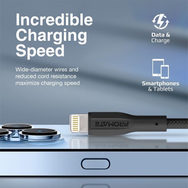 Picture of 1M USB-A to Lightning Connector Super Flexible Cable 2A Charging & 480Mbps Data