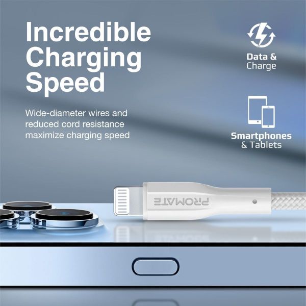 Picture of 1M USB-A to Lightning Connector Super Flexible Cable 2A Charging & 480Mbps Data