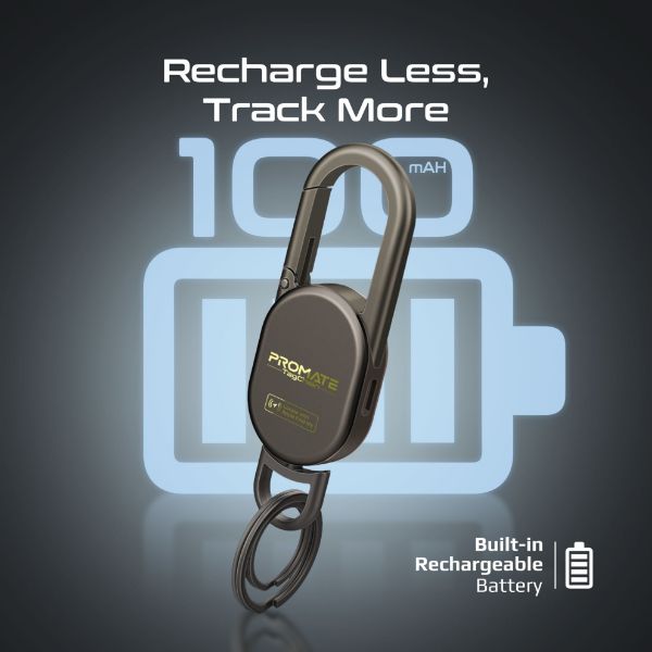 Picture of Smart Carabiner Keychain with Apple Find my Location. Rechargable Battery Precise