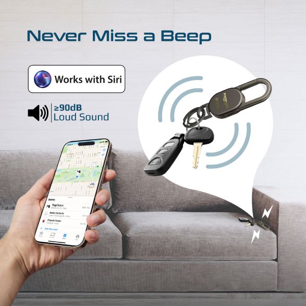 Picture of Smart Carabiner Keychain with Apple Find my Location. Rechargable Battery Precise