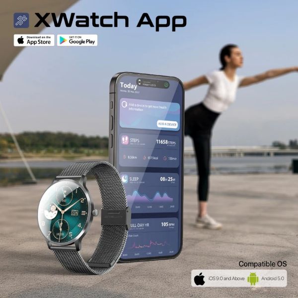 Picture of IP68 Smartwatch with 1.32'' Curved AMOLED Display & BT Cal Fitness Tracker Pedometer Bloo