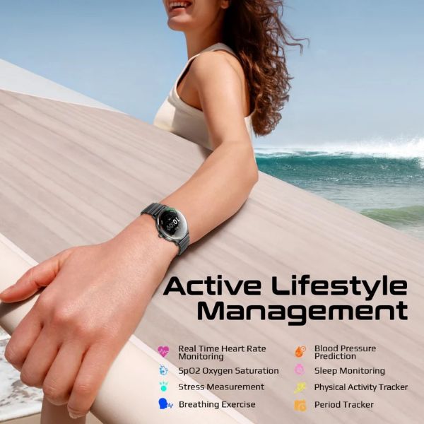 Picture of IP68 Smartwatch with 1.32'' Curved AMOLED Display & BT Cal Fitness Tracker Pedometer Bloo