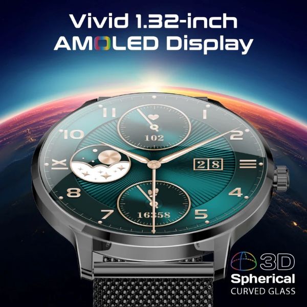 Picture of IP68 Smartwatch with 1.32'' Curved AMOLED Display & BT Cal Fitness Tracker Pedometer Bloo