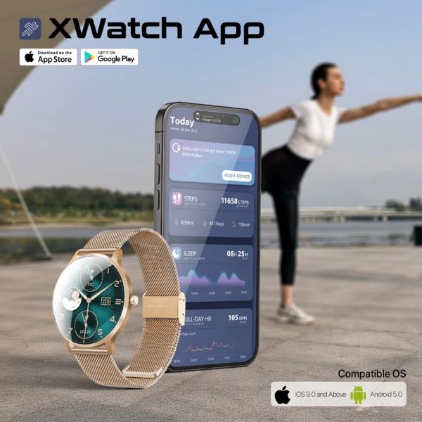 Picture of IP68 Smartwatch with 1.32'' Curved AMOLED Display & BT Cal Fitness Tracker Pedometer Bloo