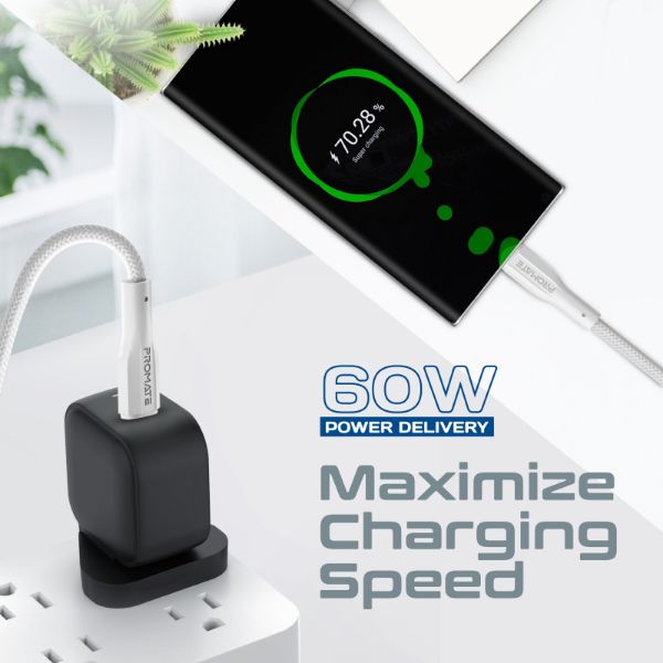 Picture of 2m 60W USB-C to USB-C Super Flexible Cable 3A/20V Supports 3A/20V Charging & 480