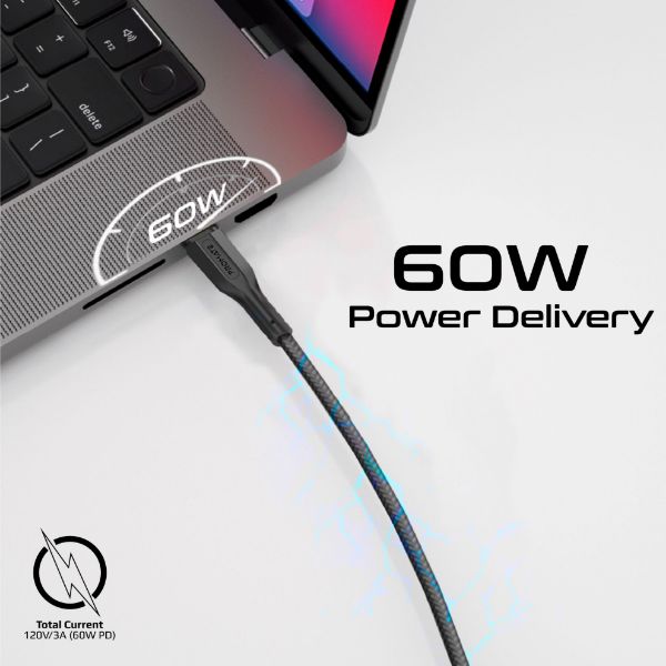 Picture of 3-Piece 60W PW USB-C Cable Kit. Includes 0.3M 1.2M Lenghts. Data & Charge Support