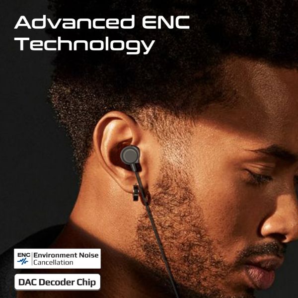 Picture of In-Ear Ergonomic USB-C Wired ENC Stereo Earphones. In-line Microphone & Volume