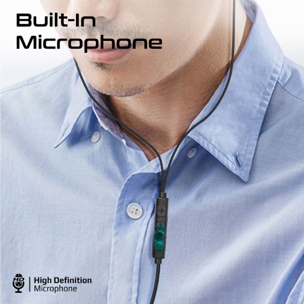 Picture of In-Ear Ergonomic USB-C Wired ENC Stereo Earphones. In-line Microphone & Volume