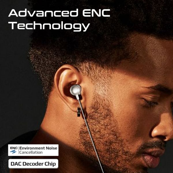 Picture of In-Ear Ergonomic USB-C Wired ENC Stereo Earphones. In-line Microphone & Volume
