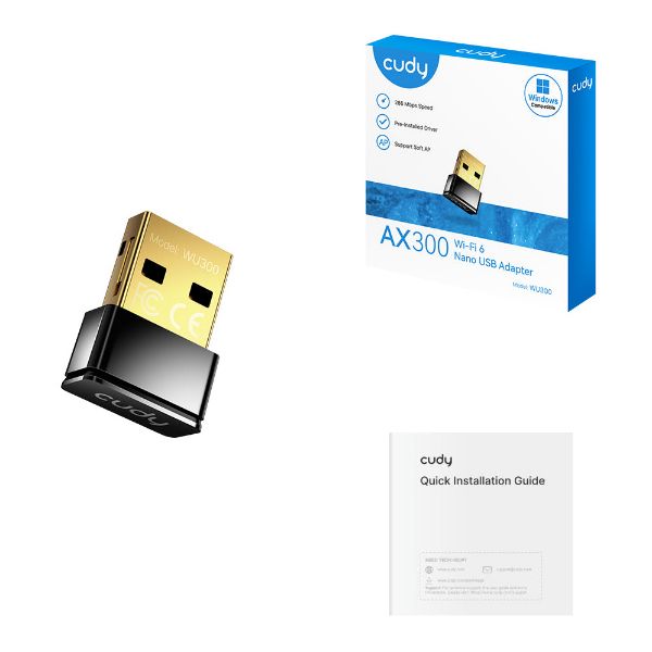 Picture of AX300 Wi-Fi 6 Nano USB Adapter Mini Size, 286Mbps at 2.4GHz Nano Size, USB 2.0,