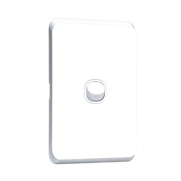 Picture of Sleek 16A 2-Way Vertical 1 Gang Switch. in Flame Resistant Polycarbonate. Fade