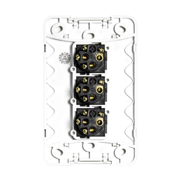 Picture of Sleek 16A 2-Way Vertical 3 Gang Switch Moulded in Flame Resistant Polycarbonate. Fade