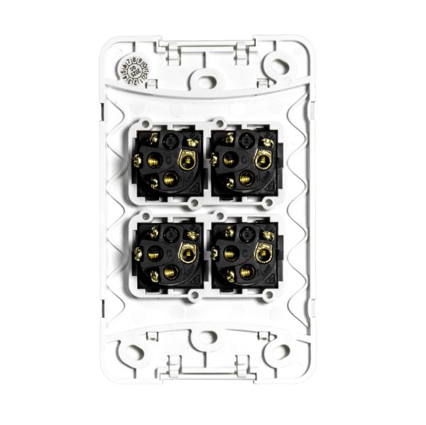 Picture of Sleek 16A 2-Way Vertical 4 Gang Switch Moulded in Flame Resistant Polycarbonate. Fade