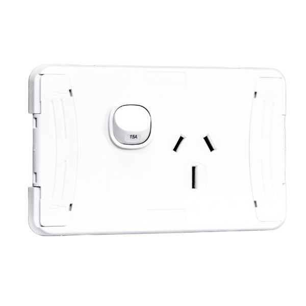 Picture of Sleek Single 15A Horizont Power Point. Removable Cover. Moulded in Flame Resistant